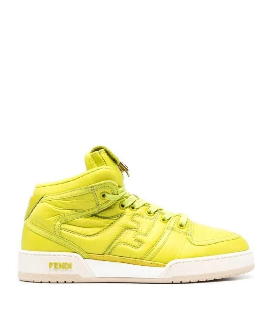 FENDI Салатовые текстильные кеды, фото 4