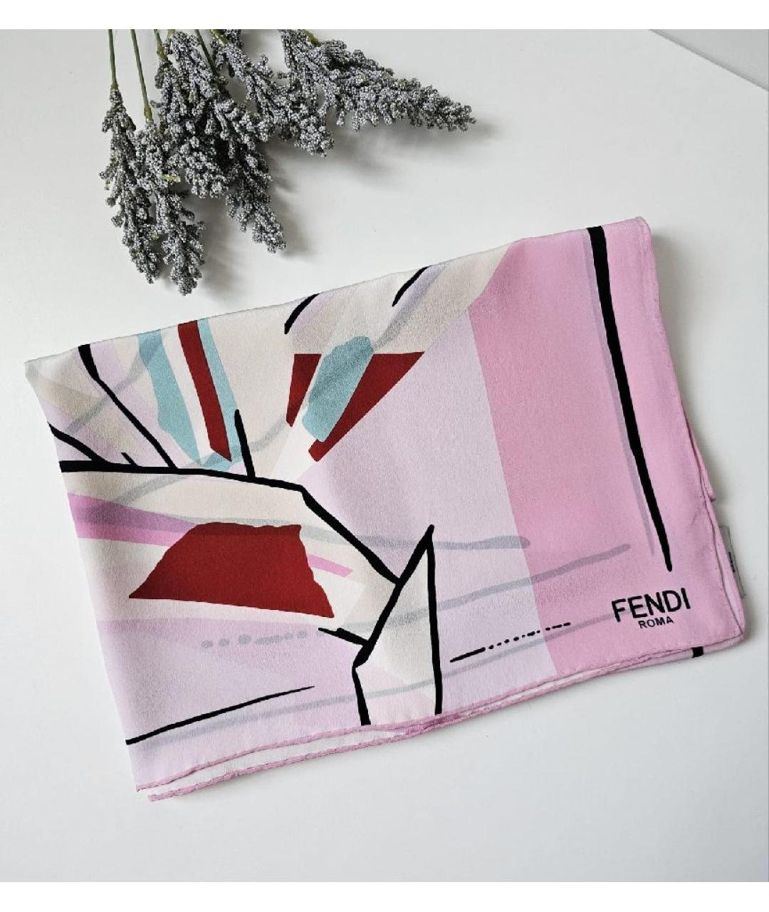FENDI Розовый хлопковый шарф, фото 9