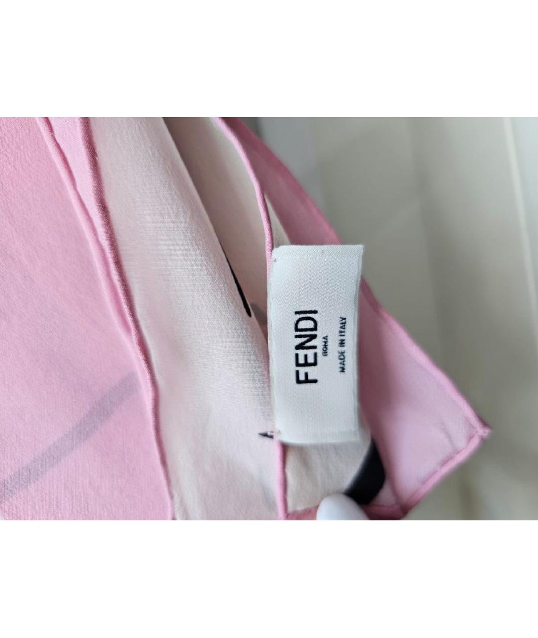 FENDI Розовый хлопковый шарф, фото 3