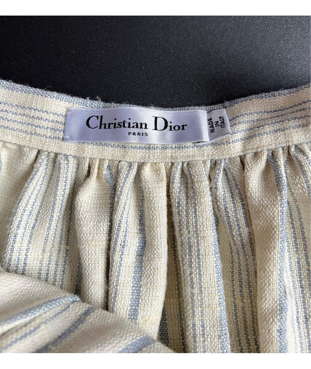 CHRISTIAN DIOR Бежевая хлопковая юбка макси, фото 3