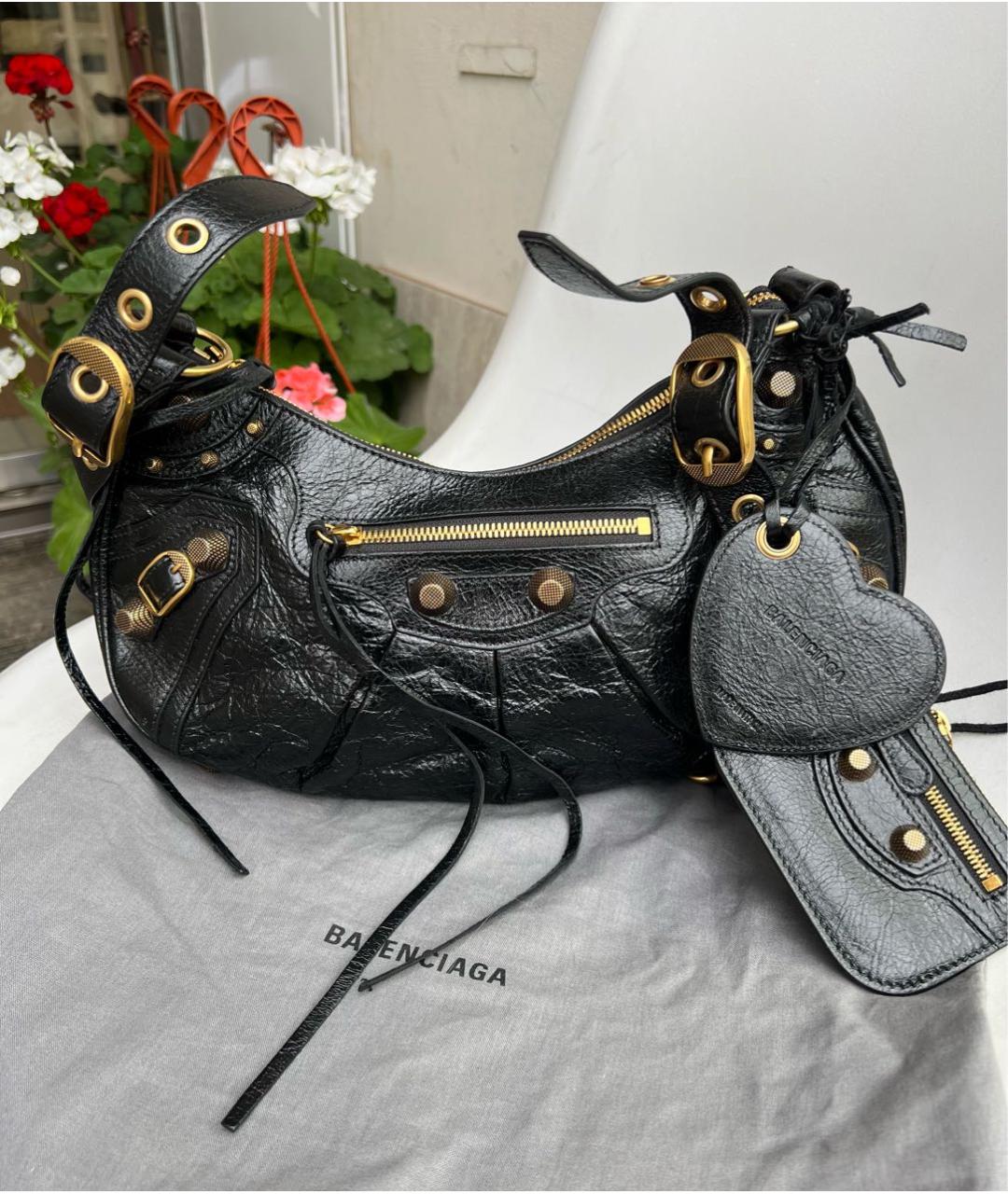 BALENCIAGA Черная кожаная сумка через плечо, фото 2