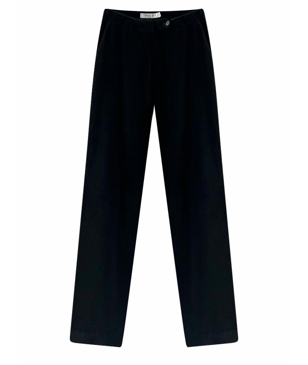 CHRISTIAN DIOR Черные хлопковые прямые брюки, фото 1