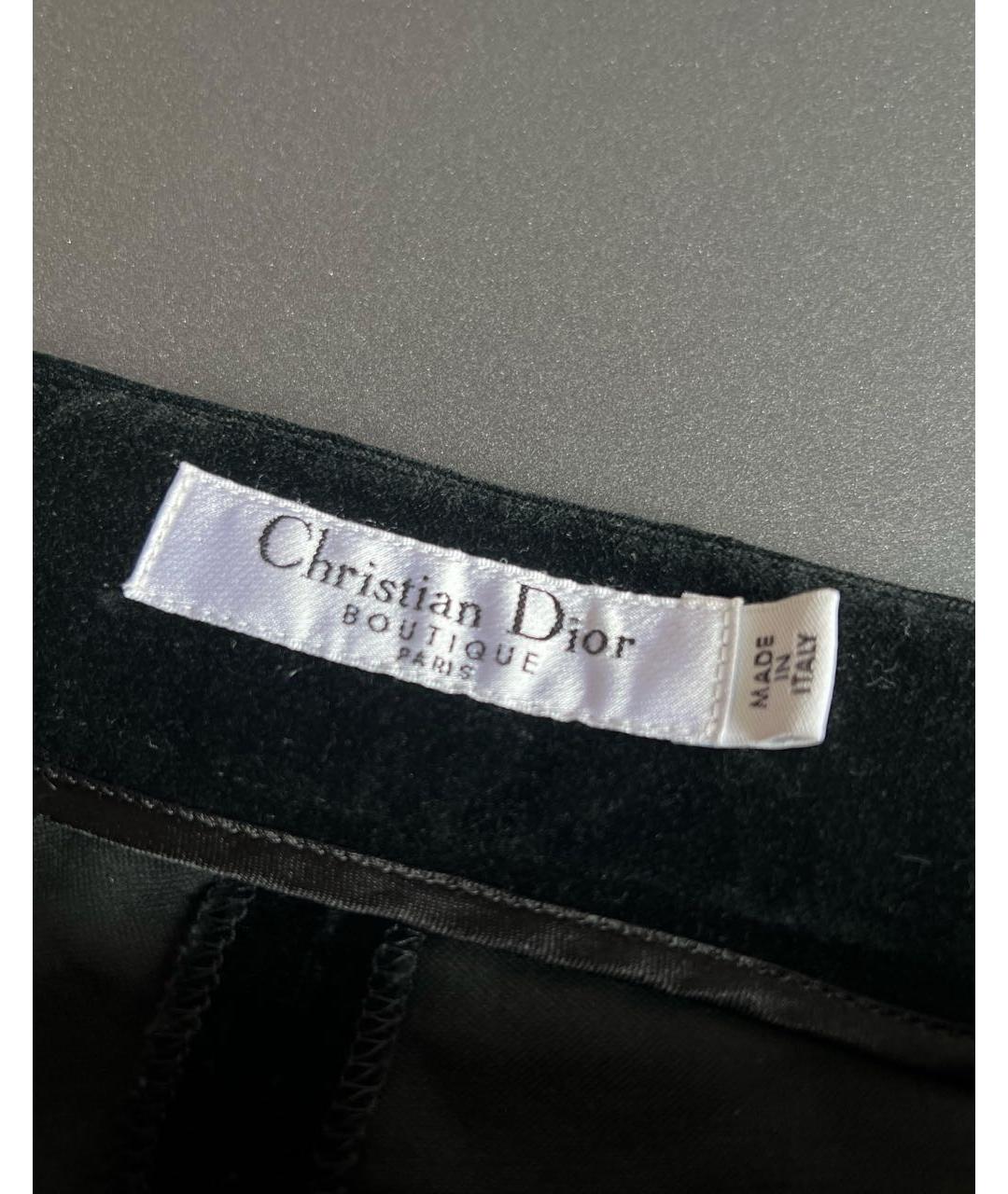 CHRISTIAN DIOR Черные хлопковые прямые брюки, фото 3
