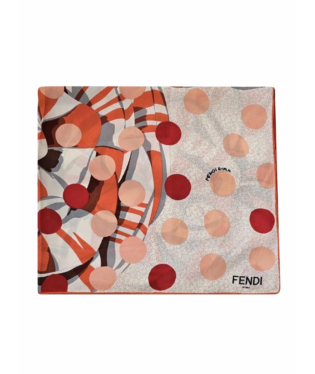 FENDI Оранжевый хлопковый шарф, фото 5