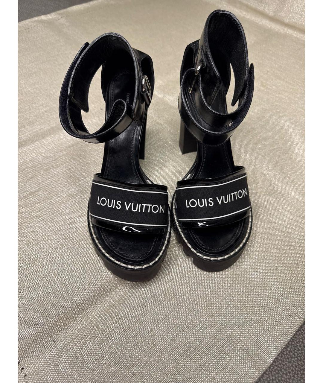 LOUIS VUITTON Черные кожаные босоножки, фото 2