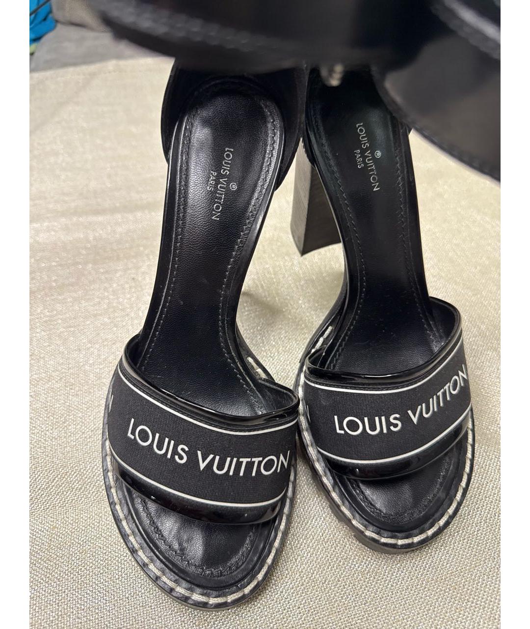LOUIS VUITTON Черные кожаные босоножки, фото 3