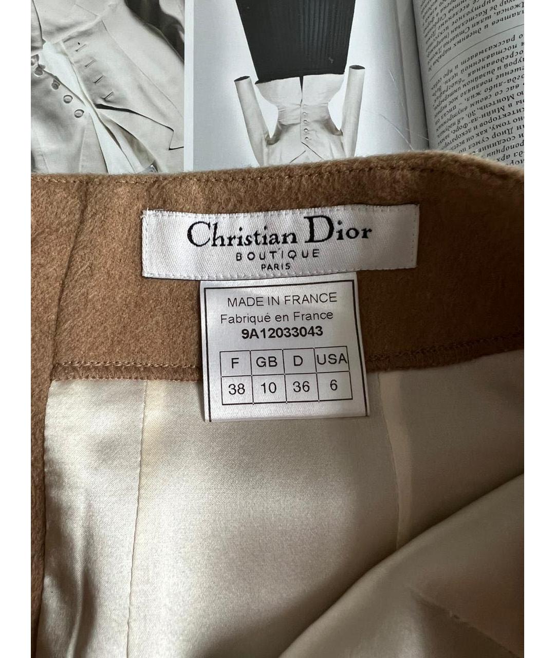 CHRISTIAN DIOR Коричневая юбка миди, фото 3