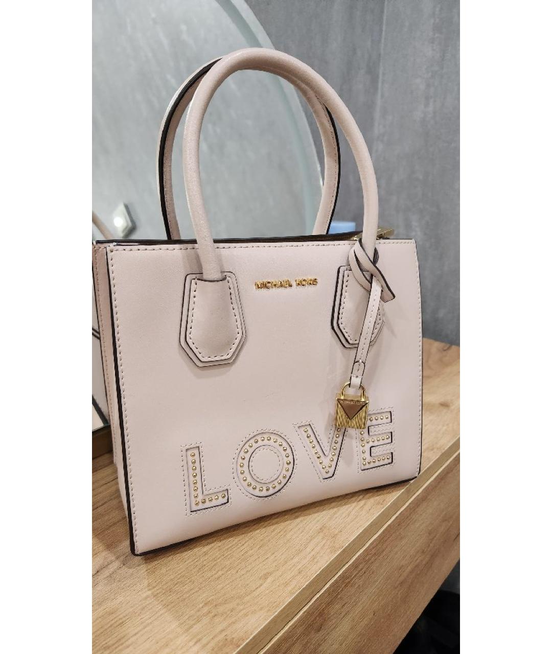 MICHAEL KORS Розовая кожаная сумка с короткими ручками, фото 5