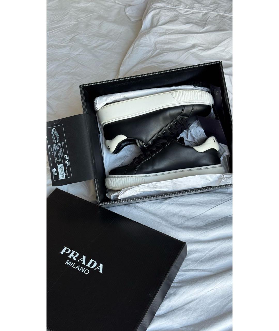PRADA Черные кожаные кеды, фото 5