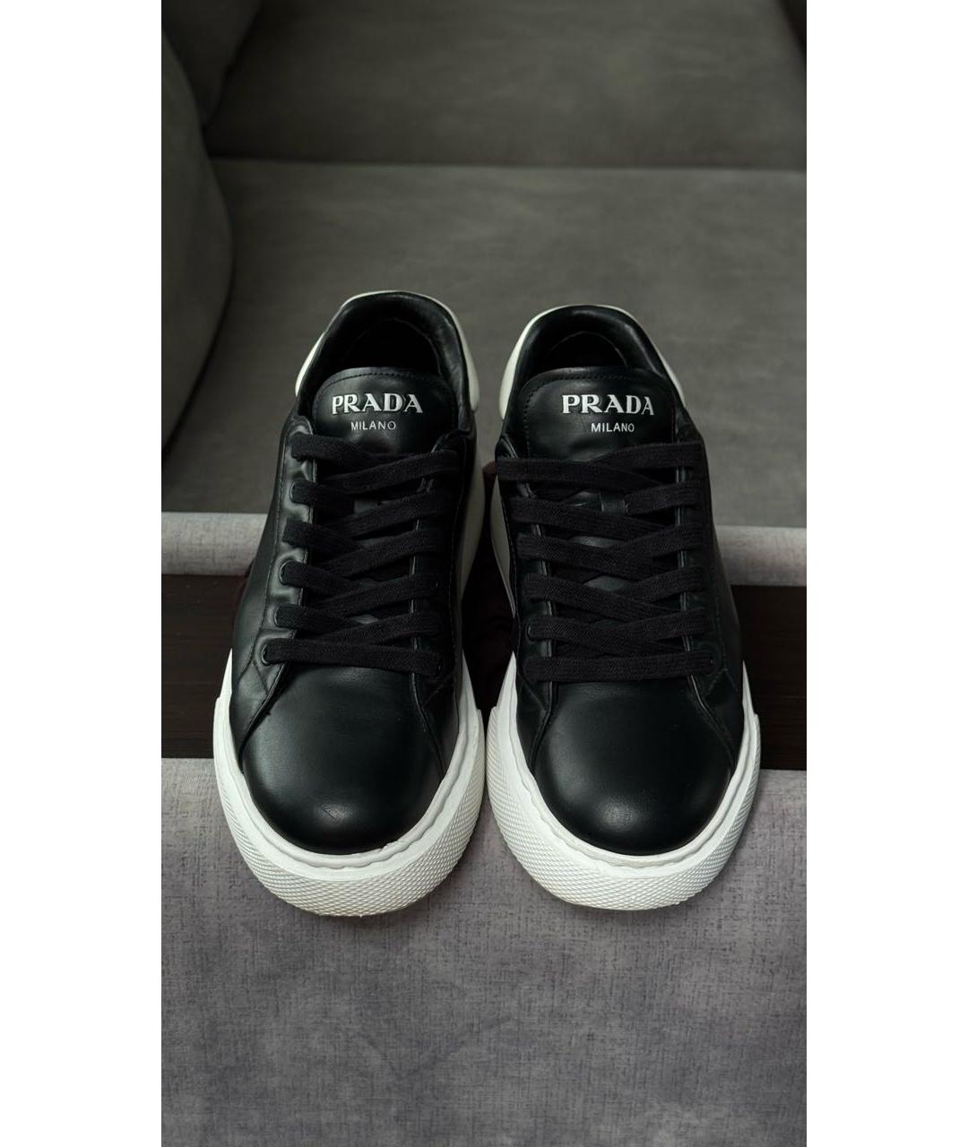PRADA Черные кожаные кеды, фото 2