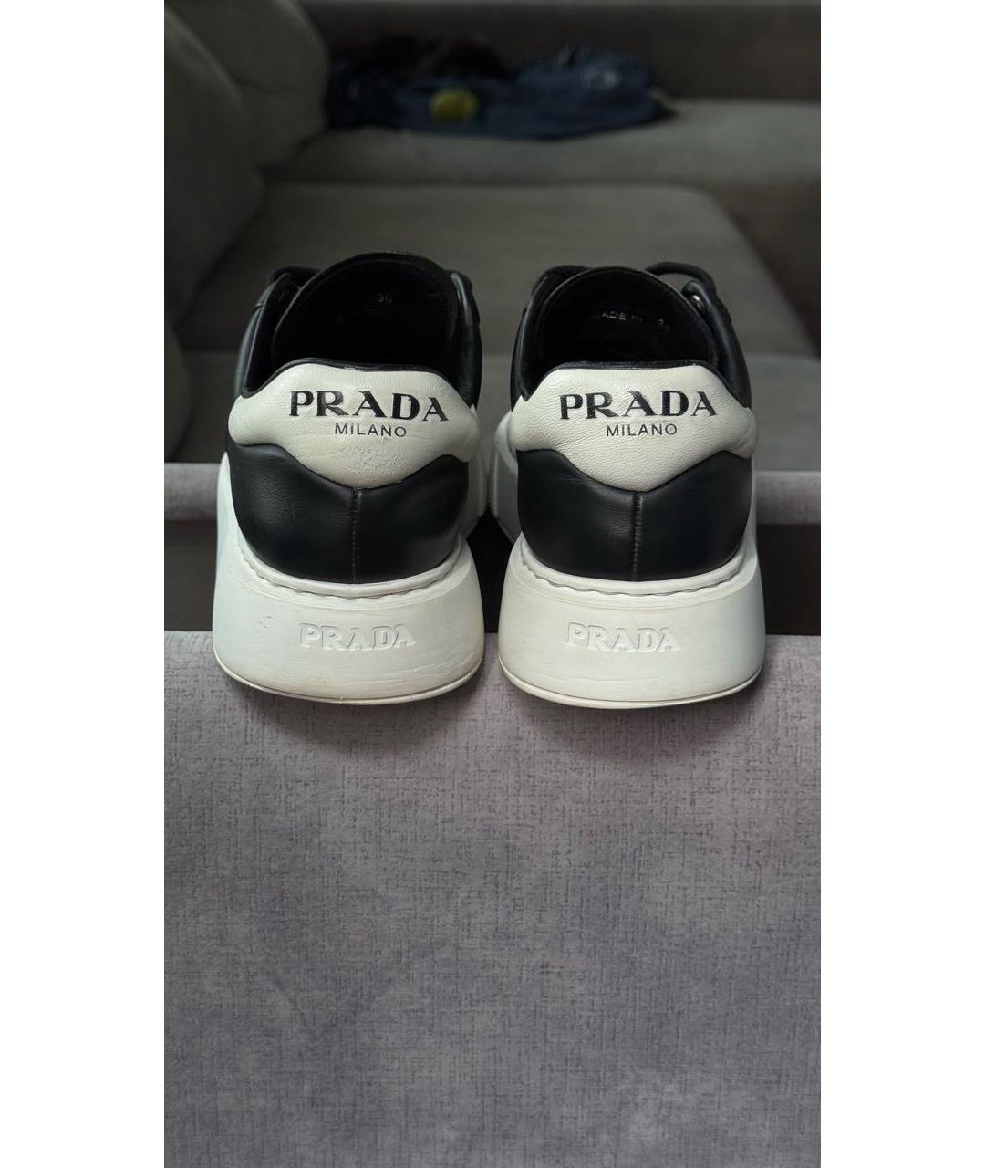 PRADA Черные кожаные кеды, фото 4