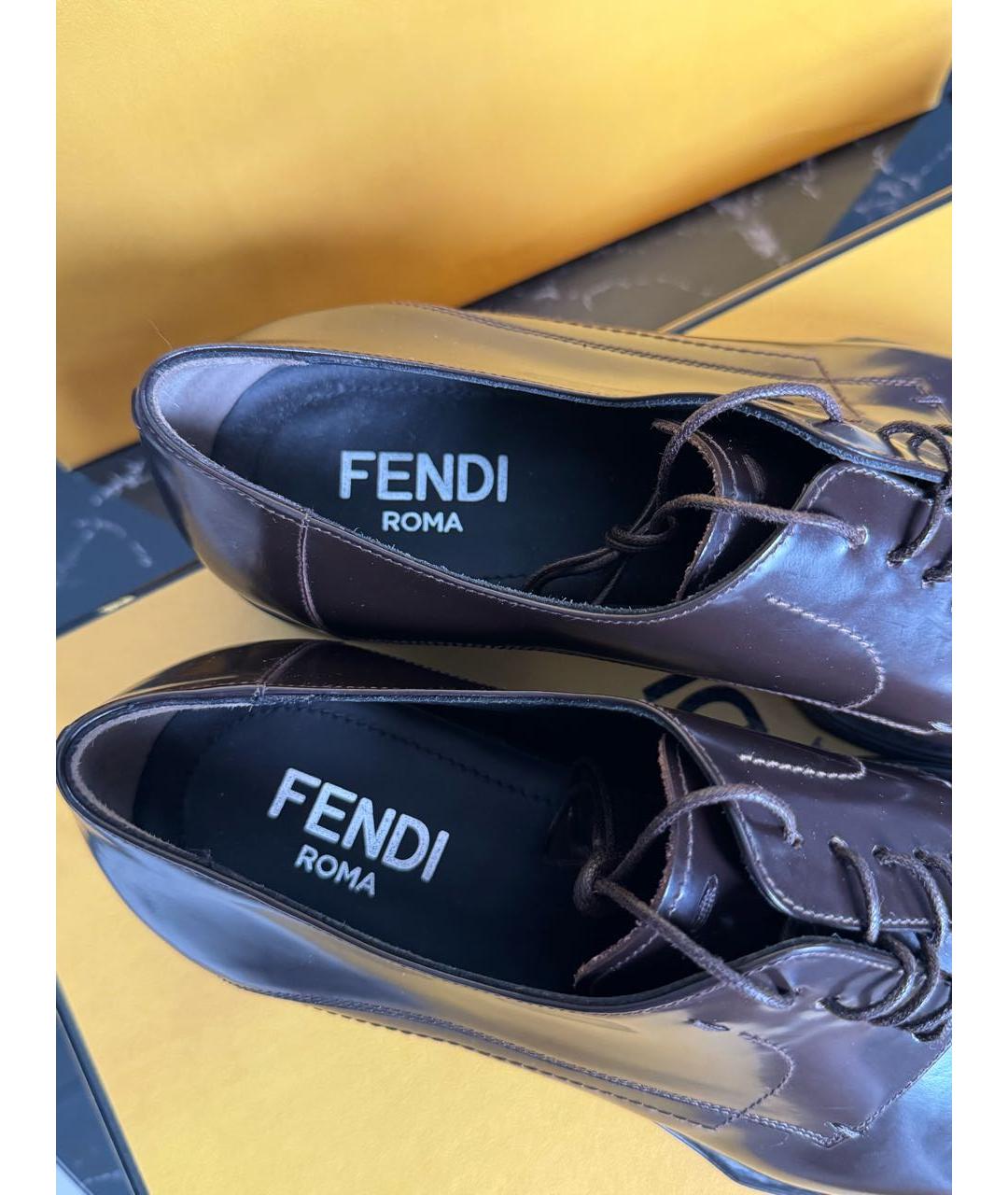 FENDI Коричневые кожаные туфли, фото 3