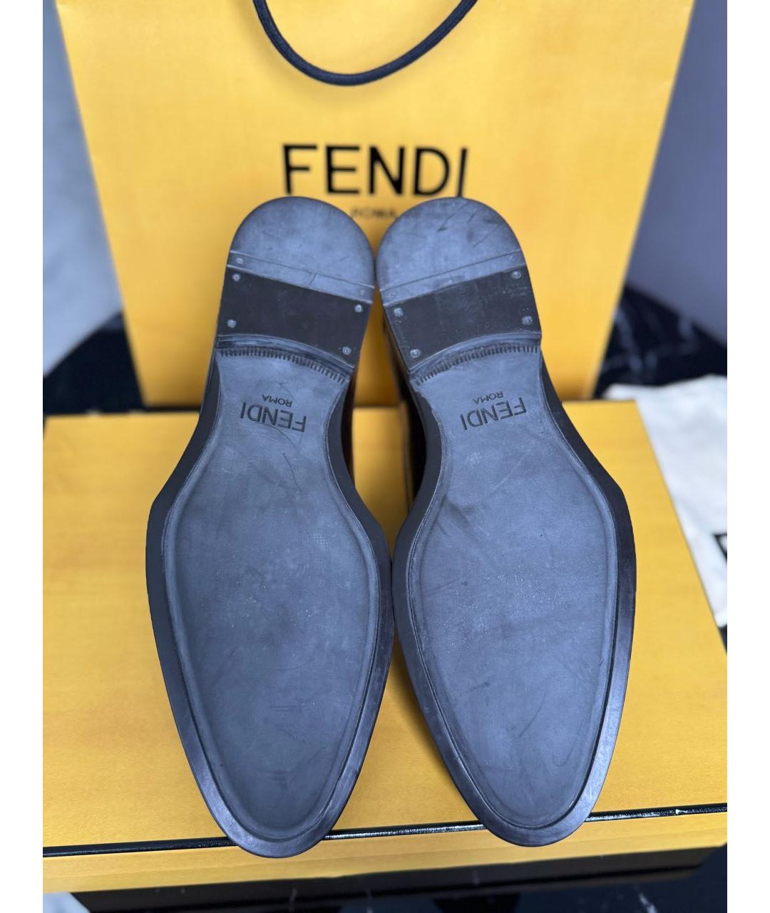 FENDI Коричневые кожаные туфли, фото 6