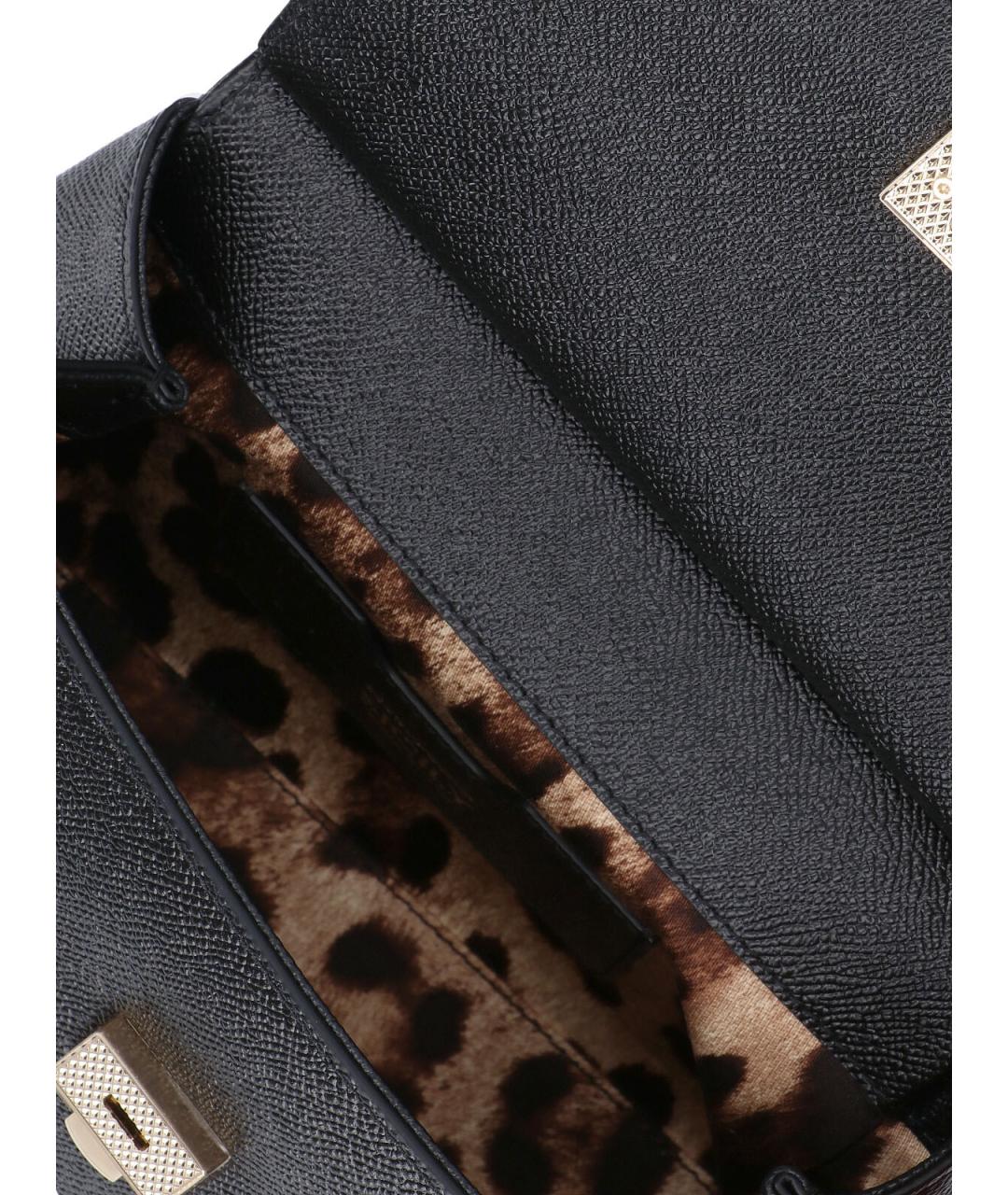 DOLCE&GABBANA Черная кожаная сумка с короткими ручками, фото 2