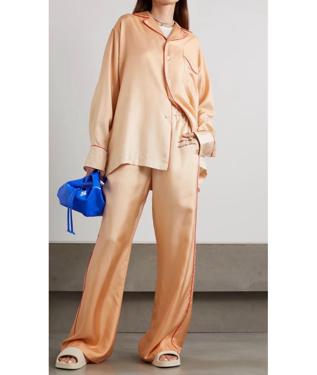 STELLA MCCARTNEY Оранжевое шелковые брюки широкие, фото 6