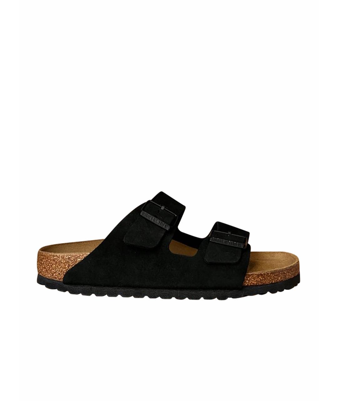 BIRKENSTOCK Черные замшевые шлепанцы, фото 1