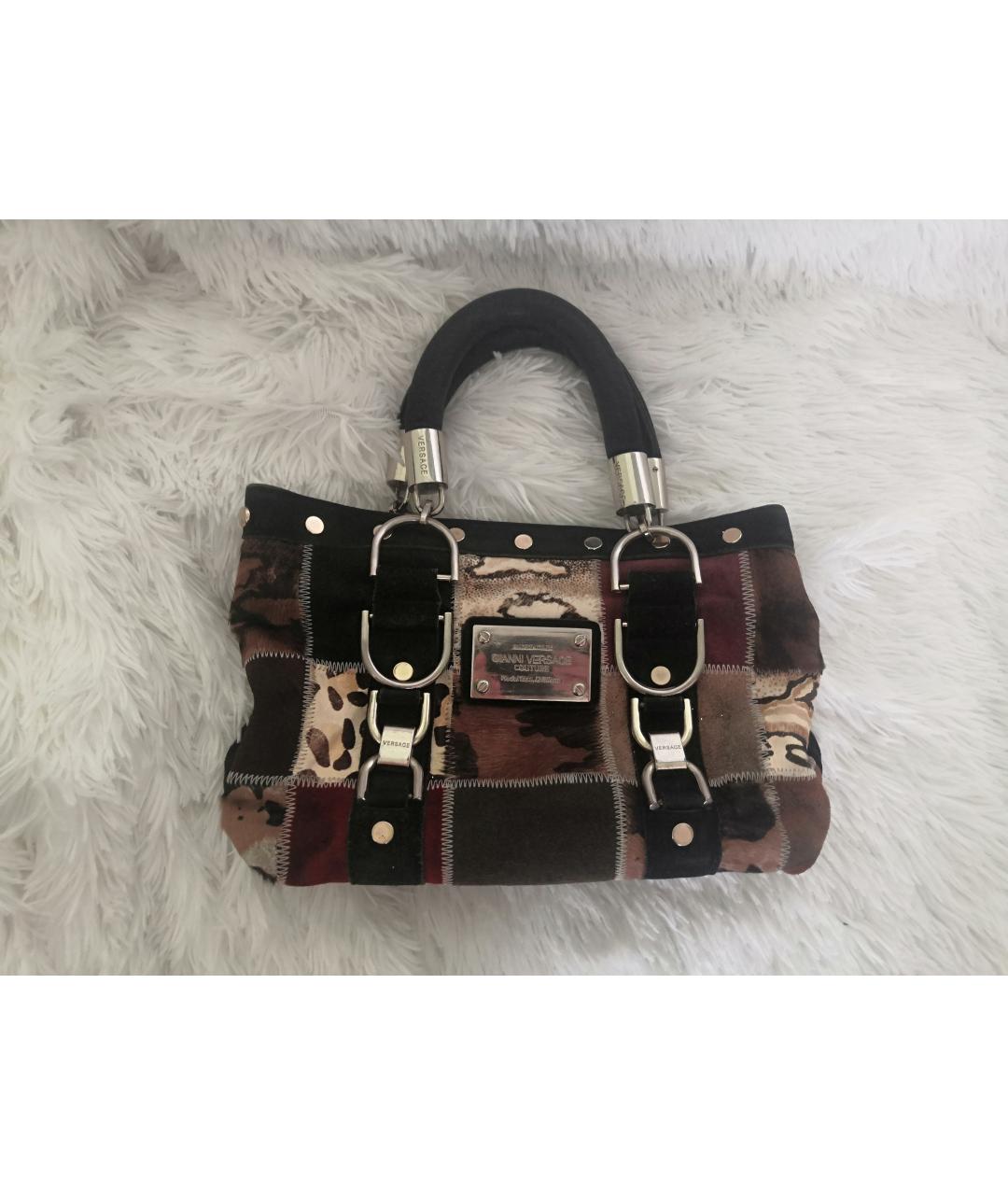 VERSACE COLLECTION Черная замшевая сумка с короткими ручками, фото 7