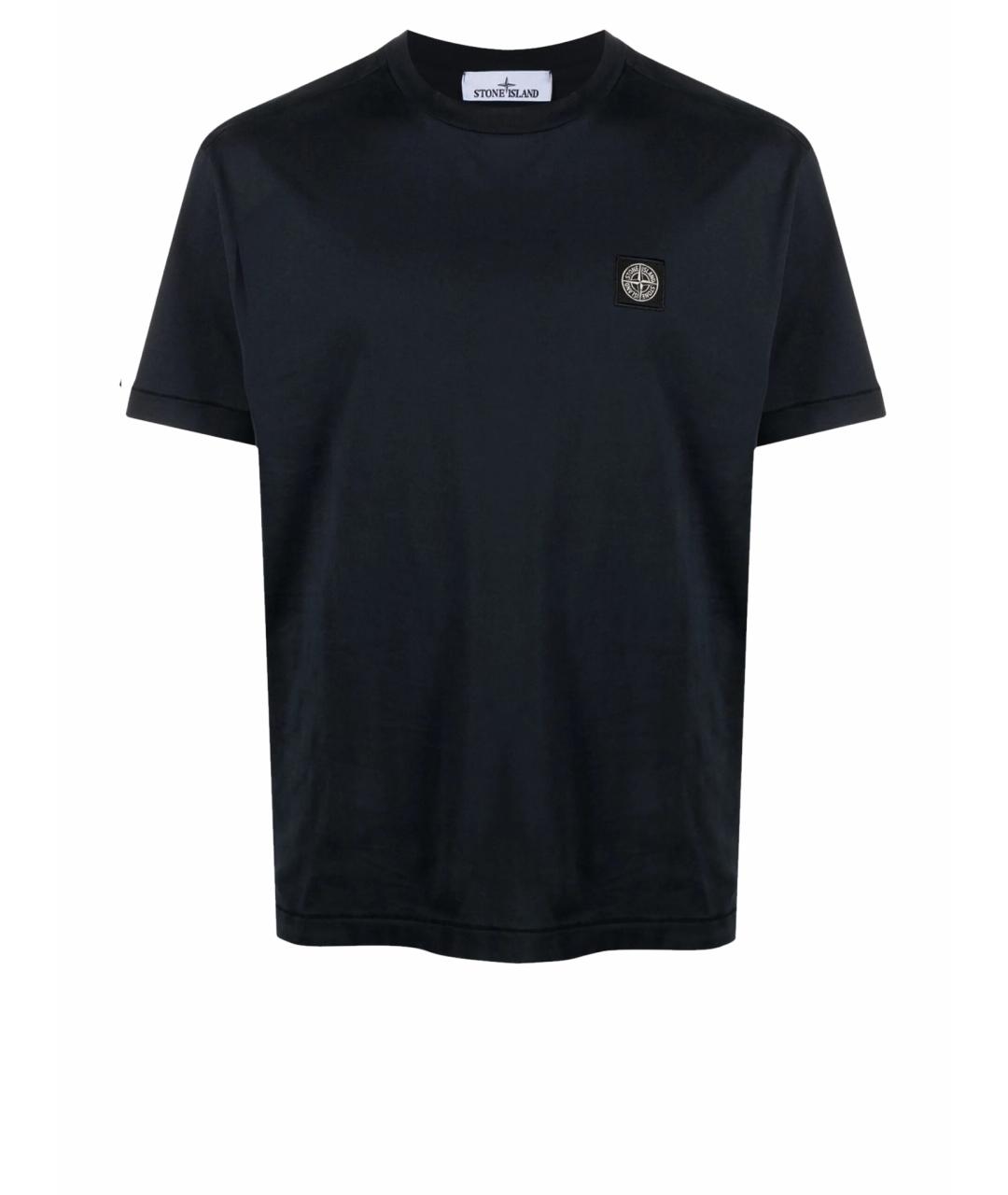 STONE ISLAND Темно-синяя хлопковая футболка, фото 1