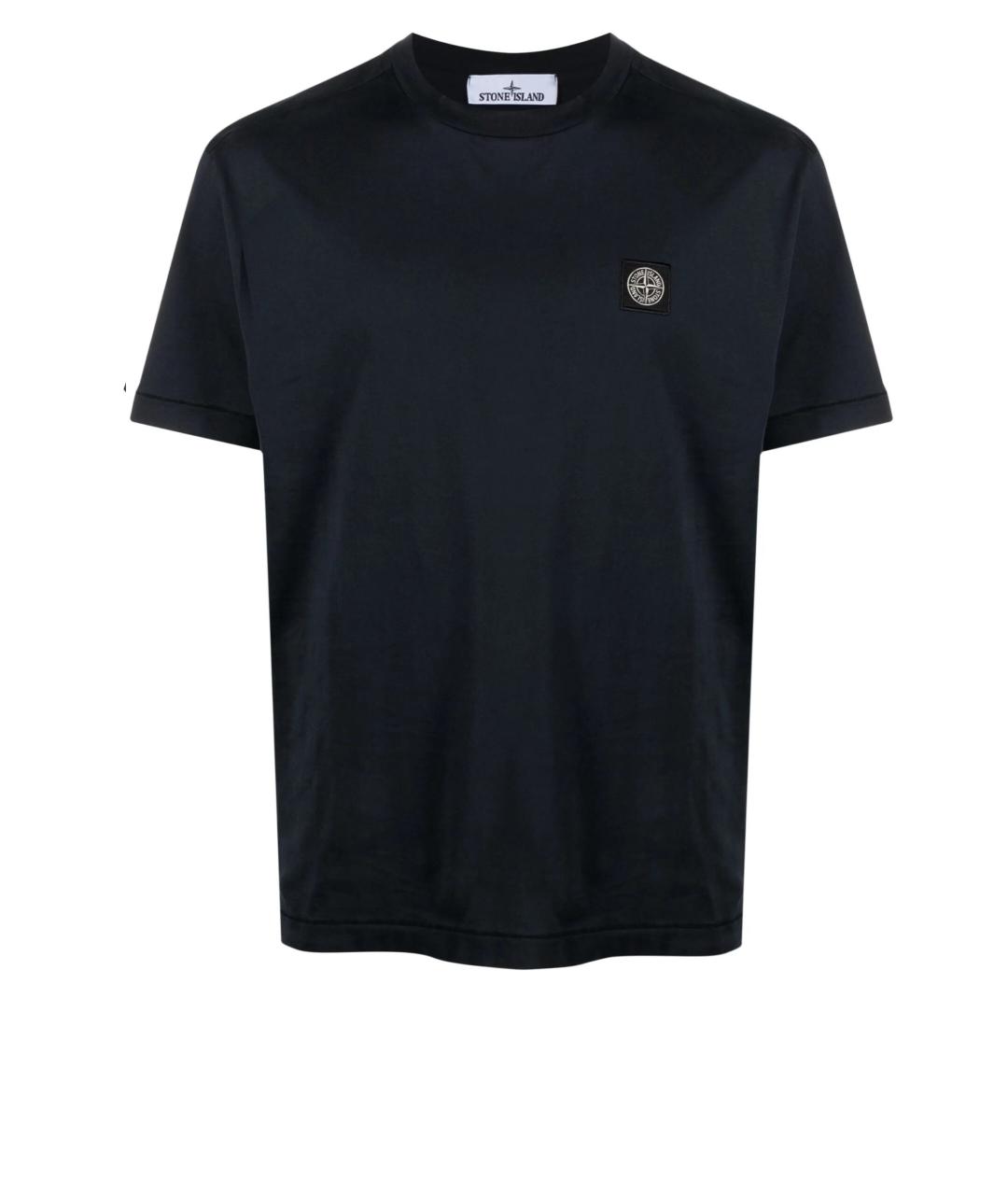 STONE ISLAND Темно-синяя хлопковая футболка, фото 3