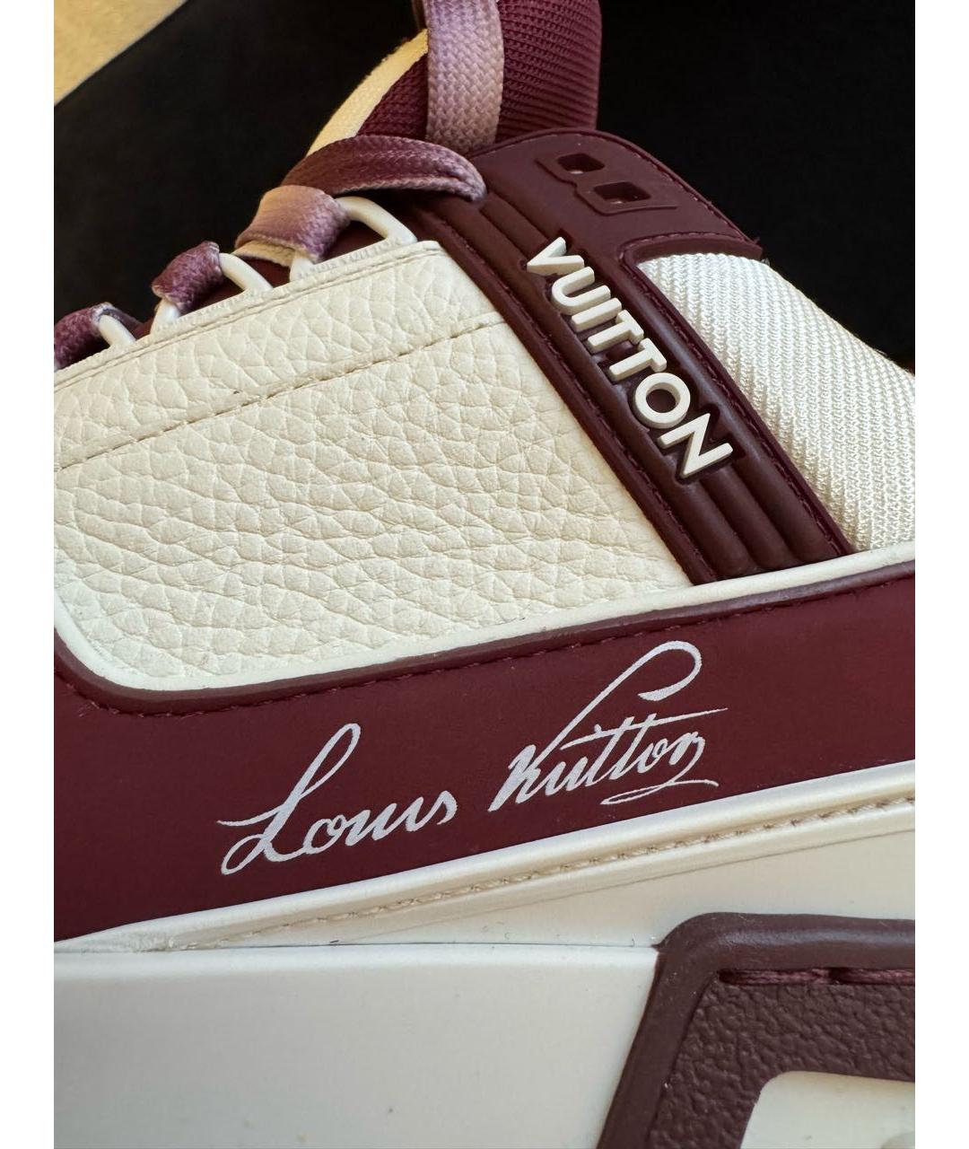 LOUIS VUITTON Бордовые кожаные кроссовки, фото 7