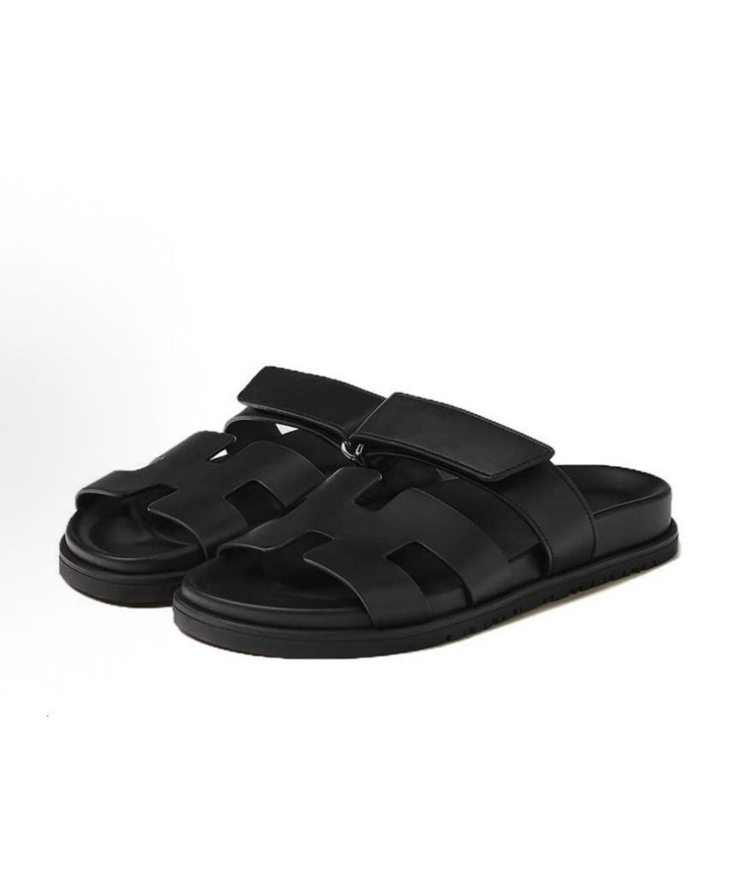 HERMES Черные сандалии, фото 3