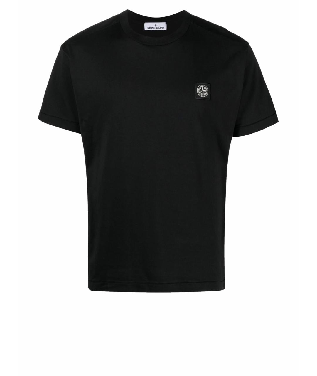 STONE ISLAND Черная хлопковая футболка, фото 1