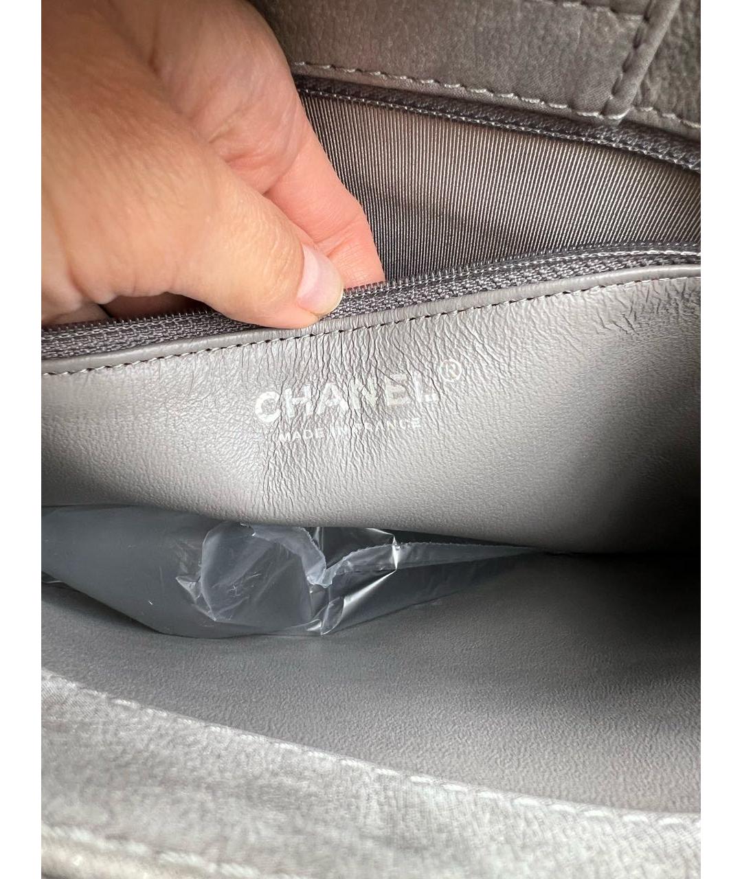CHANEL Серебряная кожаная сумка тоут, фото 8