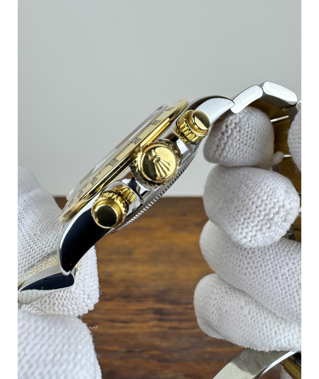 ROLEX Белые часы из желтого золота, фото 4
