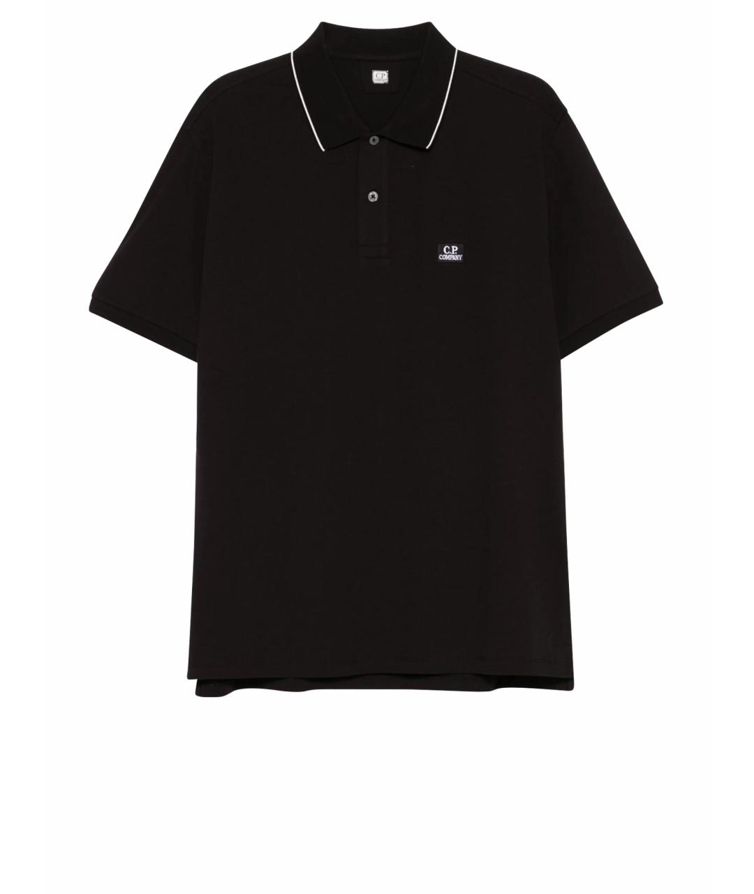 CP COMPANY Черное хлопковое поло с коротким рукавом, фото 1