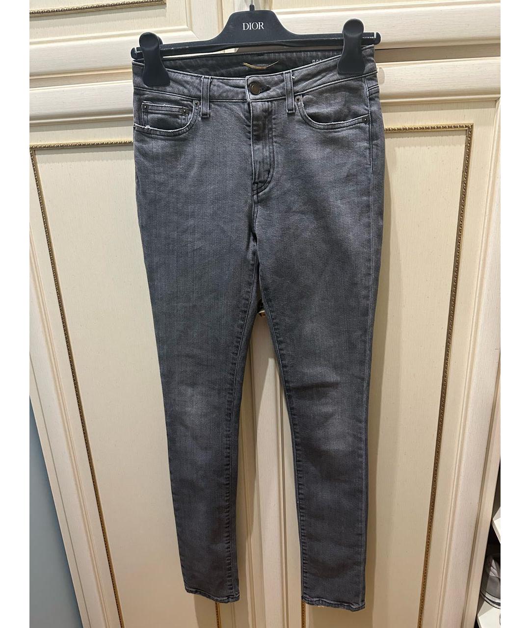 SAINT LAURENT Серые хлопко-эластановые джинсы слим, фото 9