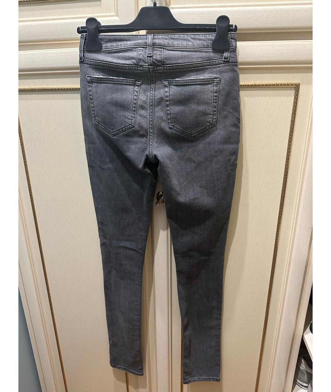 SAINT LAURENT Серые хлопко-эластановые джинсы слим, фото 2