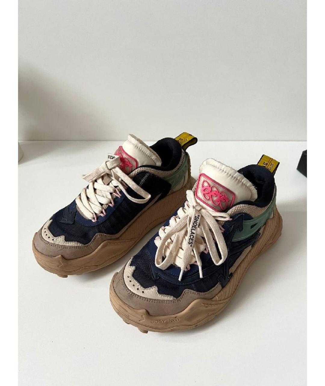 OFF-WHITE Коричневые кожаные кроссовки, фото 9