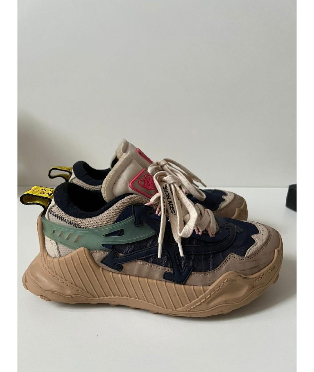 OFF-WHITE Коричневые кожаные кроссовки, фото 10
