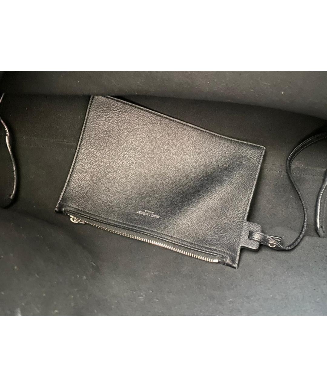 SAINT LAURENT Черная кожаная сумка тоут, фото 5