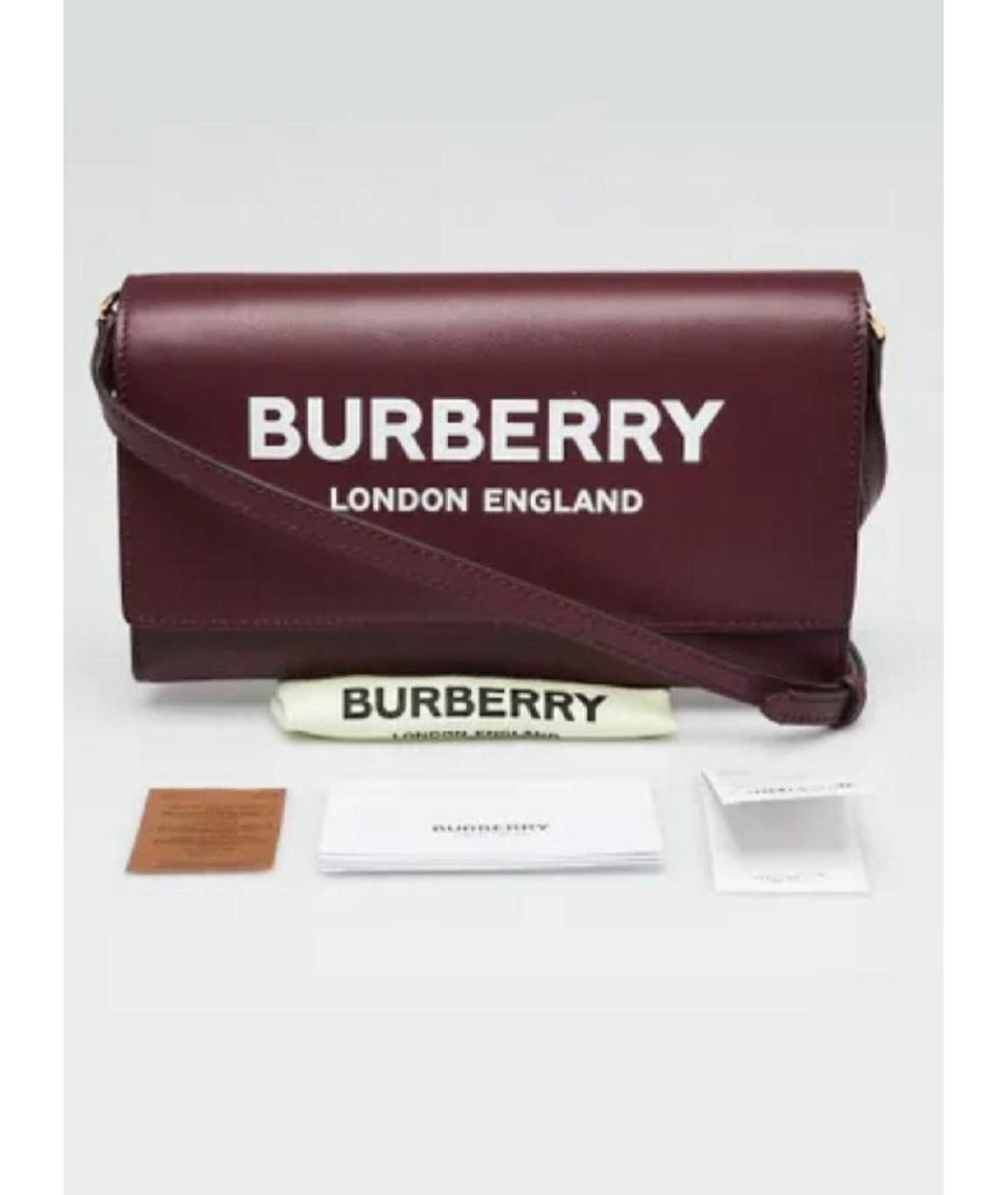 BURBERRY Бордовая кожаная сумка через плечо, фото 4
