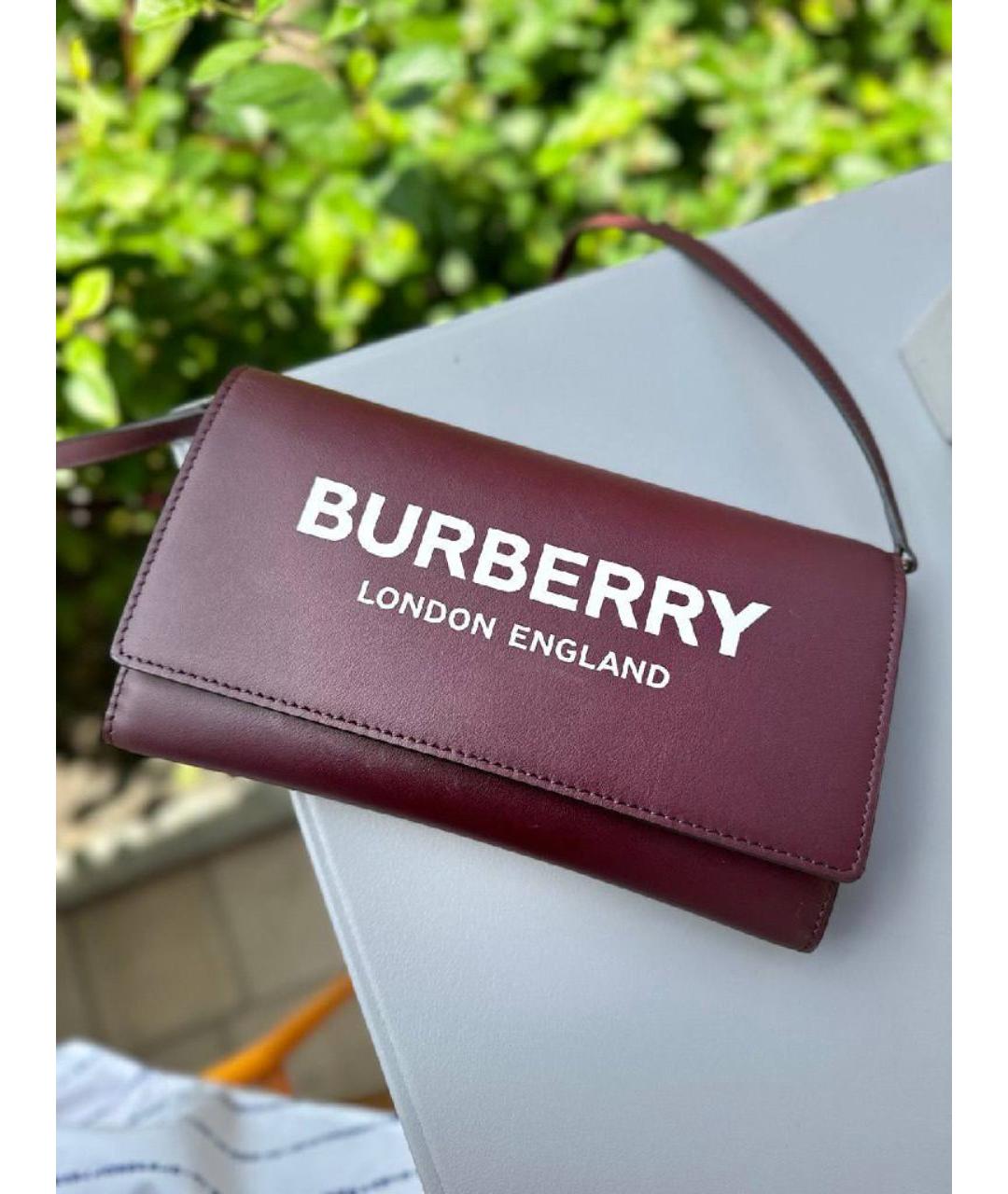 BURBERRY Бордовая кожаная сумка через плечо, фото 3