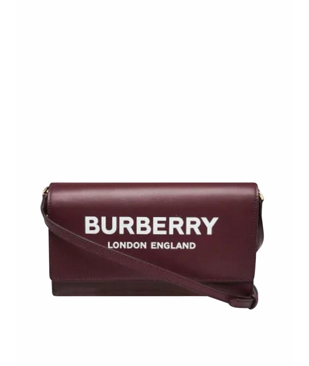 BURBERRY Бордовая кожаная сумка через плечо, фото 1