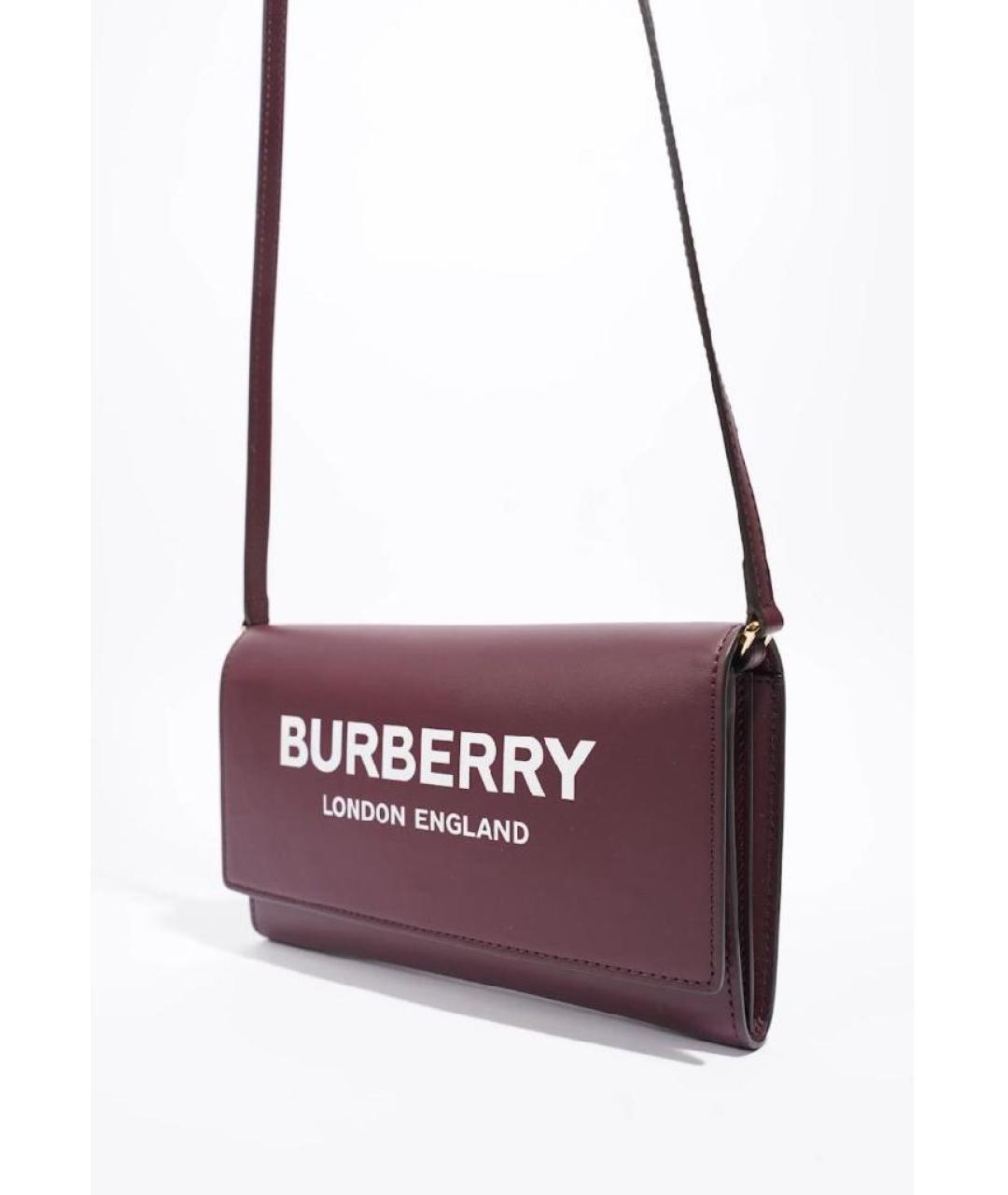 BURBERRY Бордовая кожаная сумка через плечо, фото 2
