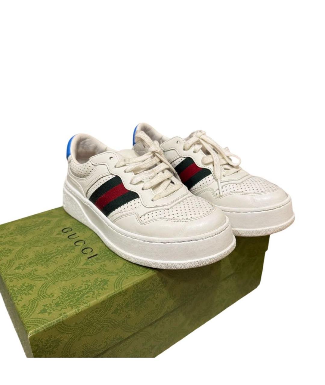 GUCCI Белые кожаные кеды, фото 2