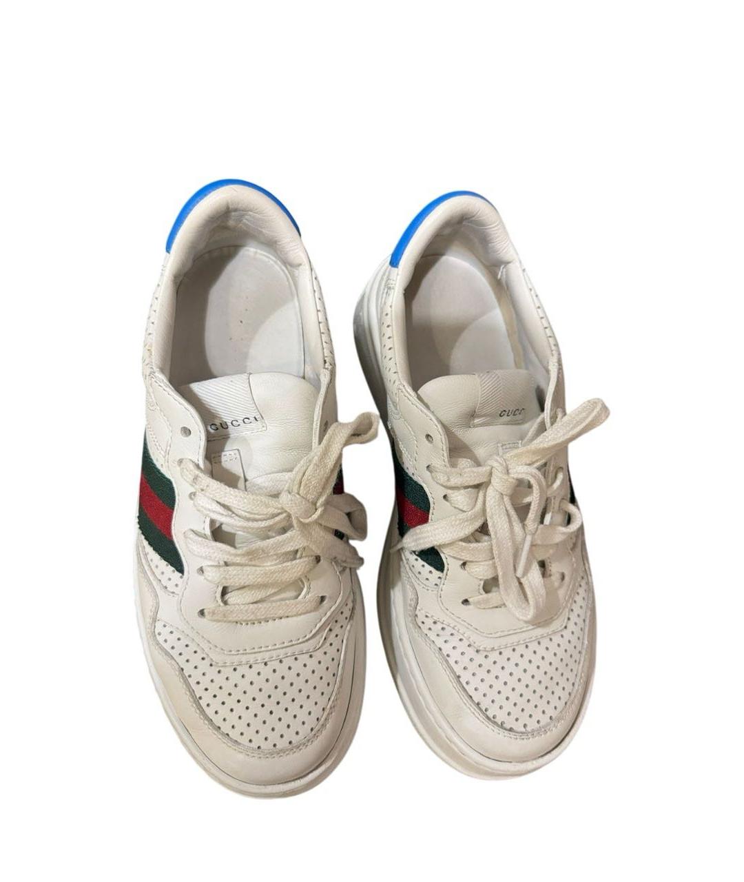 GUCCI Белые кожаные кеды, фото 6
