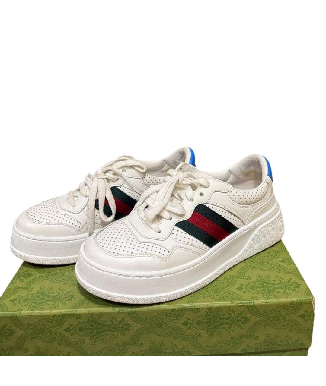 GUCCI Белые кожаные кеды, фото 3