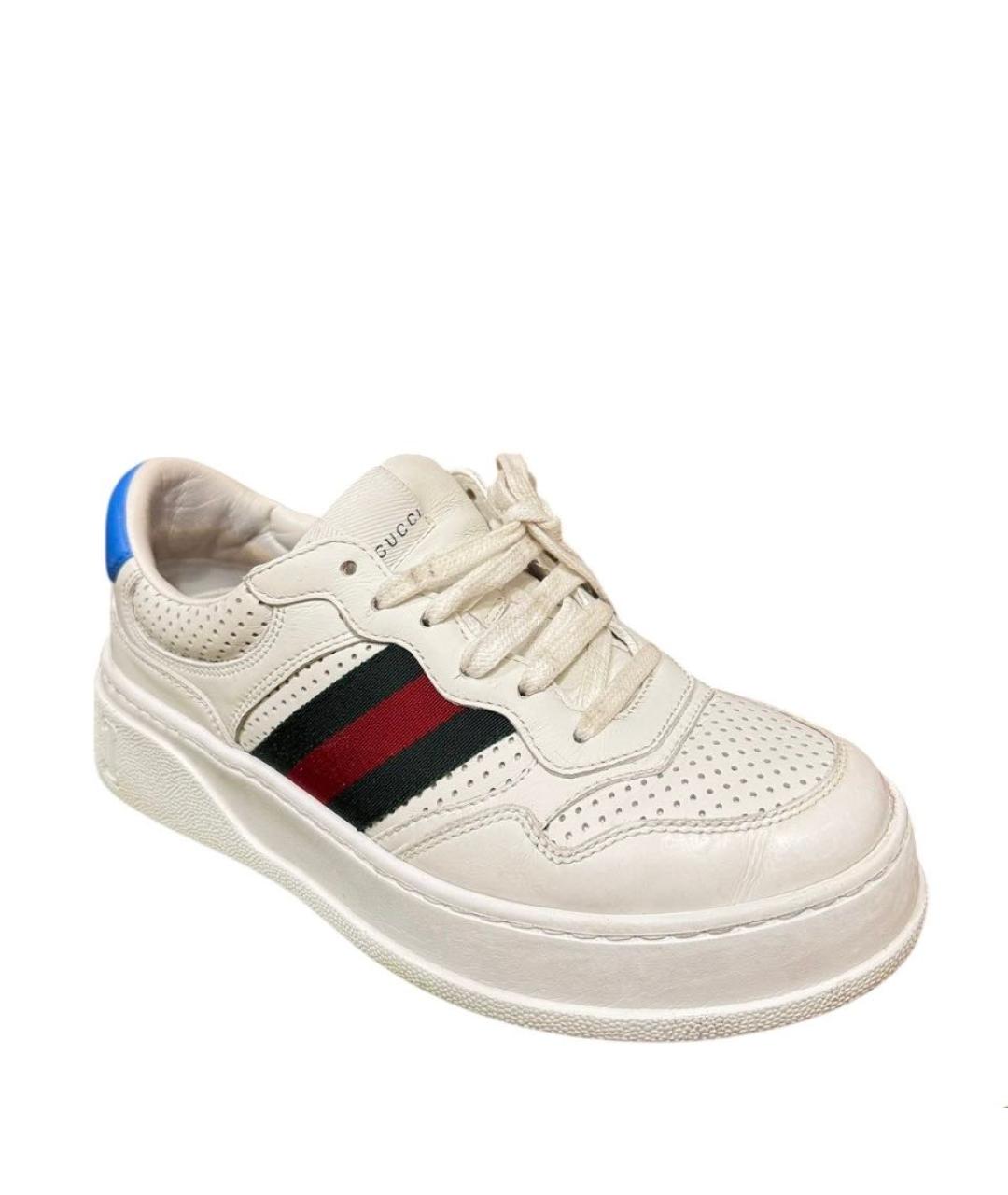 GUCCI Белые кожаные кеды, фото 7