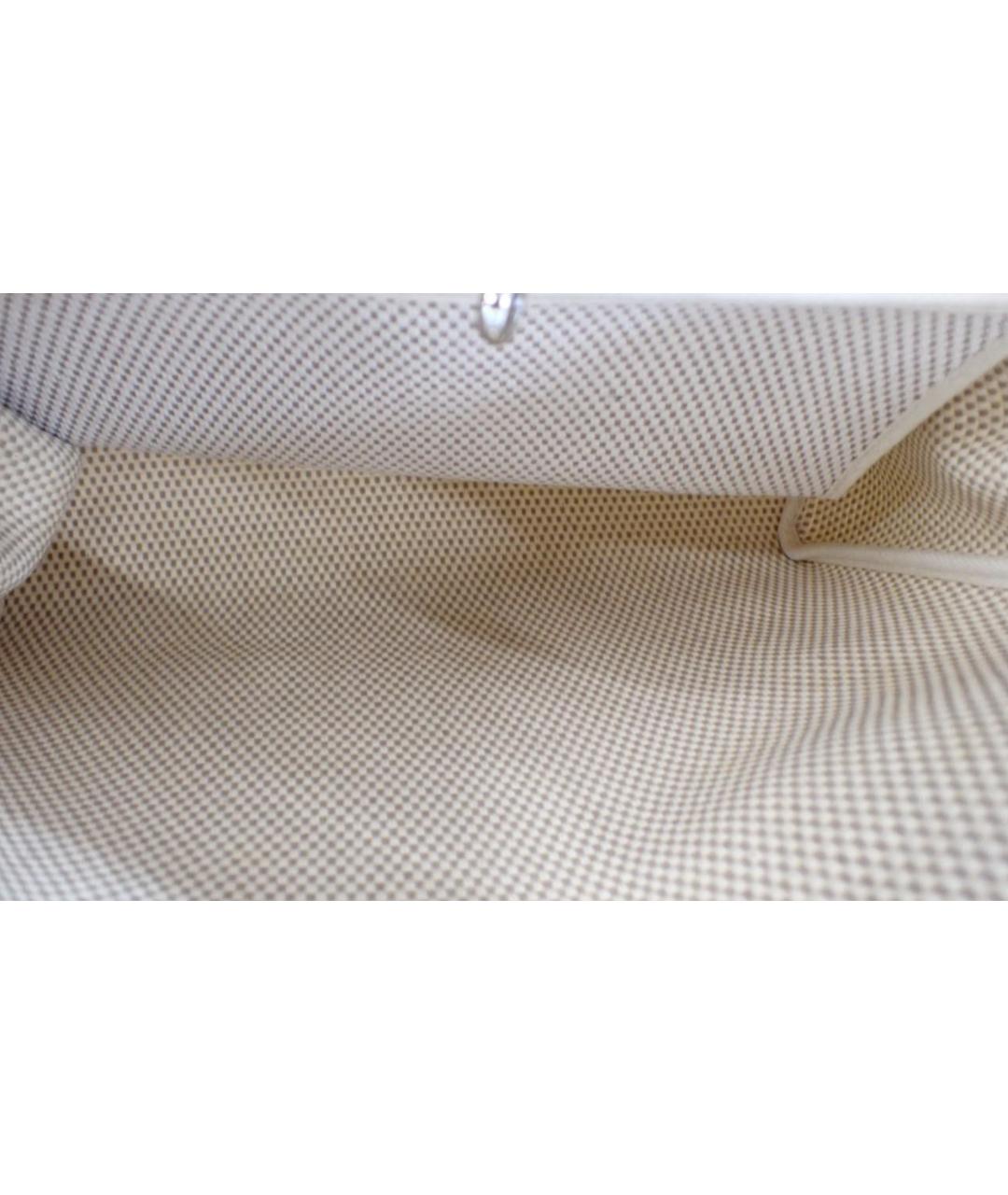HERMES Бежевая тканевая сумка с короткими ручками, фото 7
