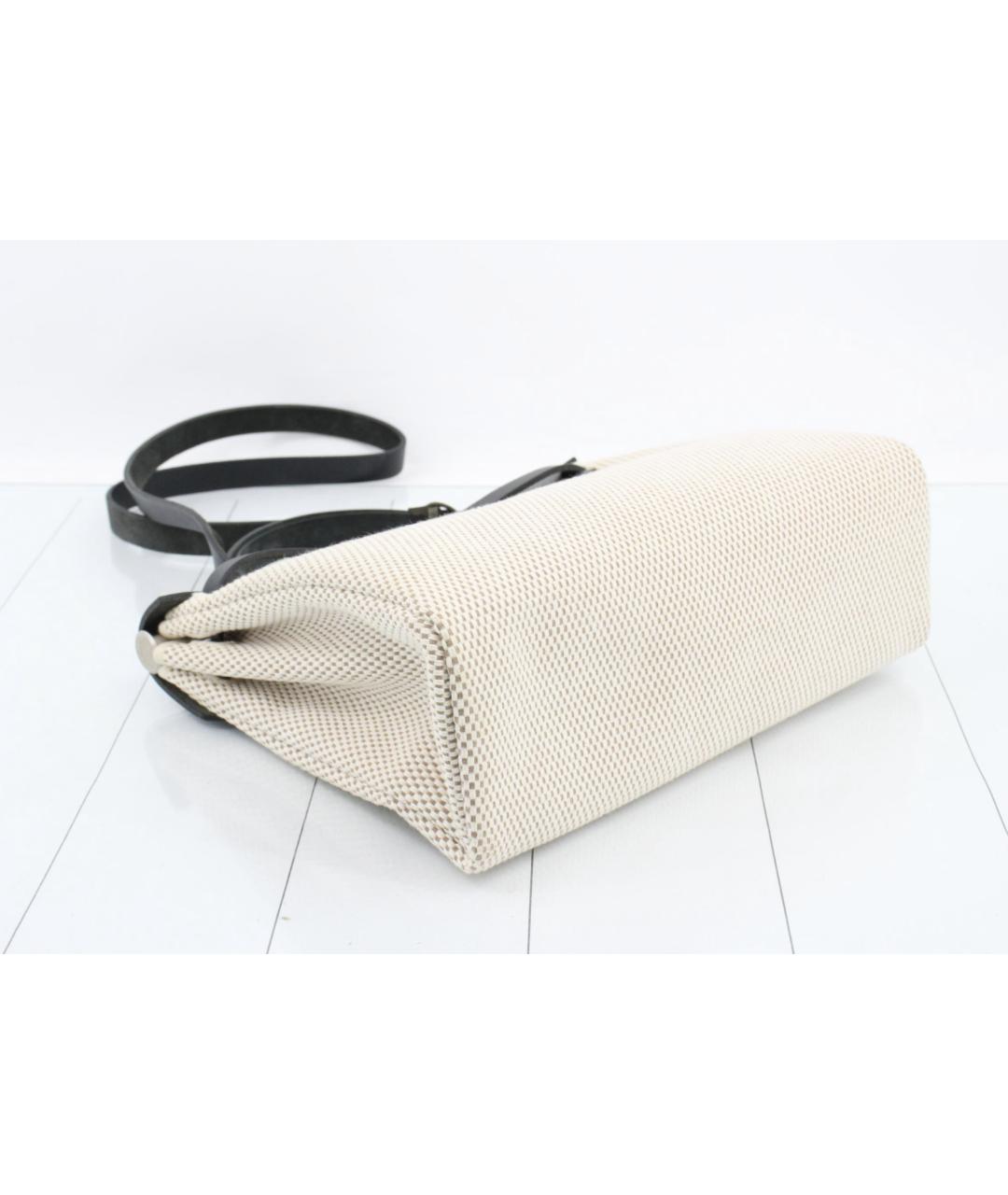 HERMES Бежевая тканевая сумка с короткими ручками, фото 6