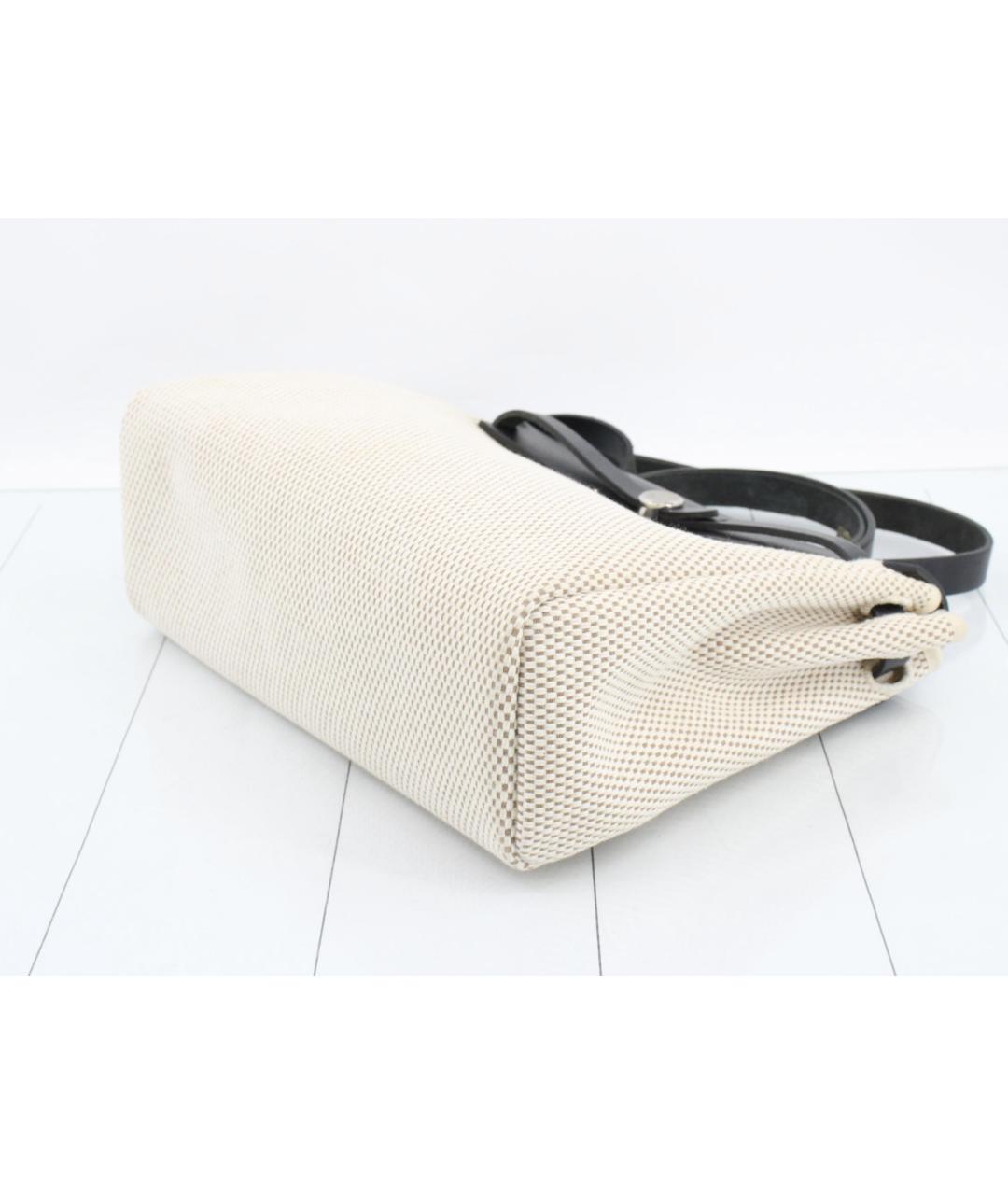 HERMES Бежевая тканевая сумка с короткими ручками, фото 5