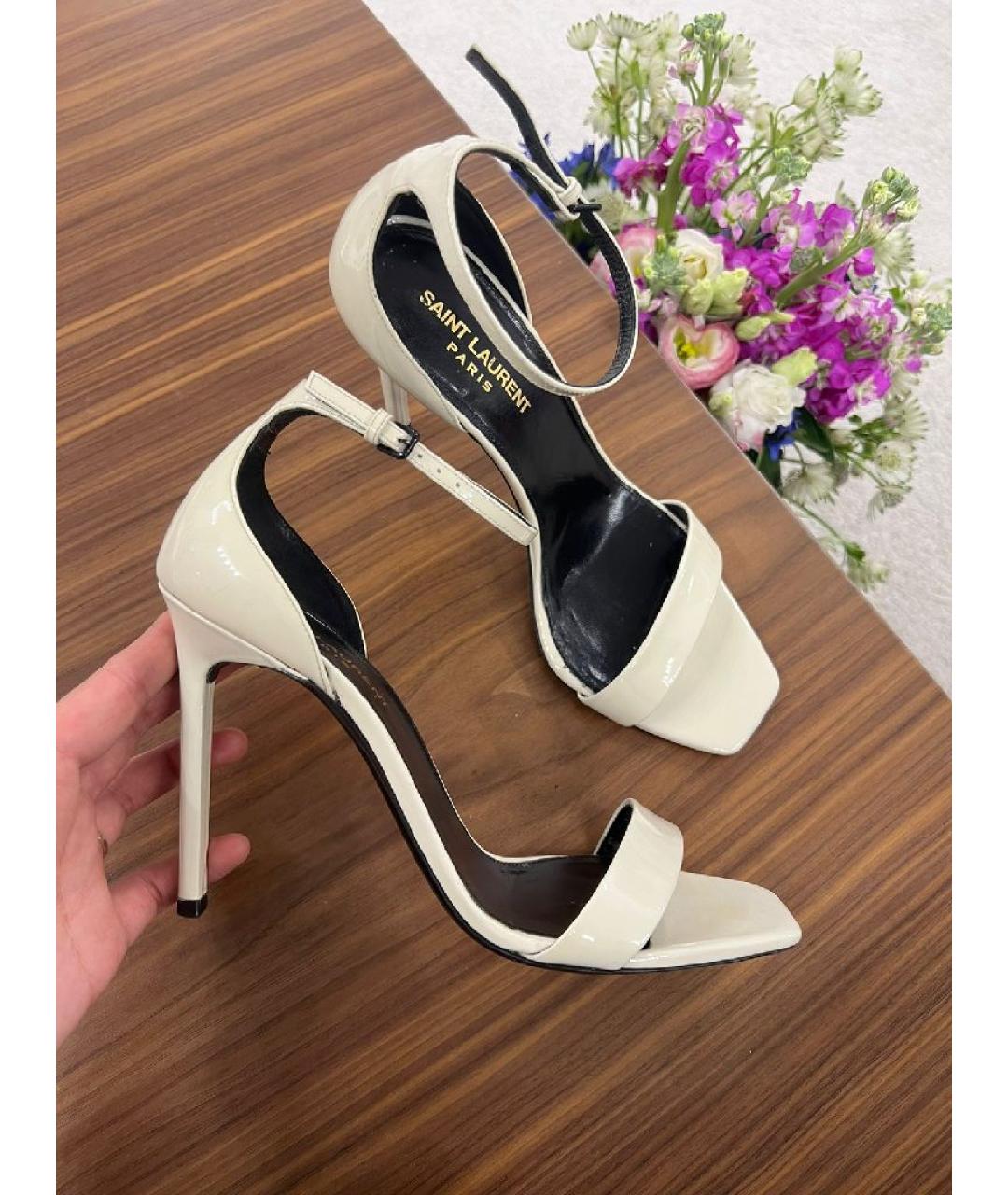 SAINT LAURENT Белые кожаные туфли, фото 10