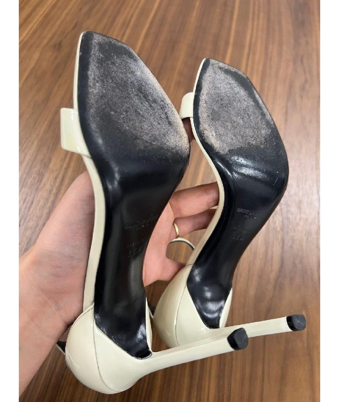 SAINT LAURENT Белые кожаные туфли, фото 9