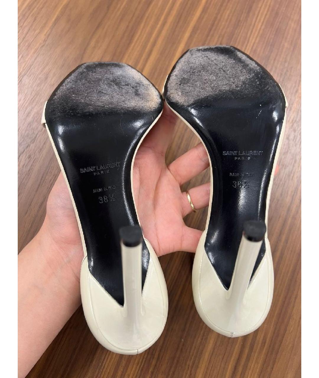 SAINT LAURENT Белые кожаные туфли, фото 8