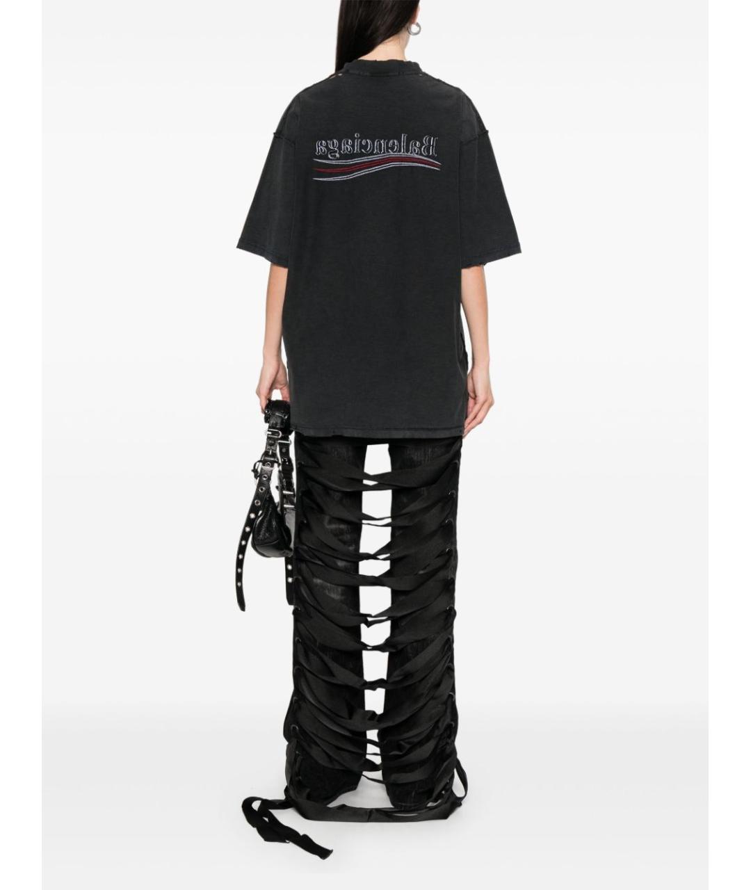 BALENCIAGA Черная хлопковая футболка, фото 4