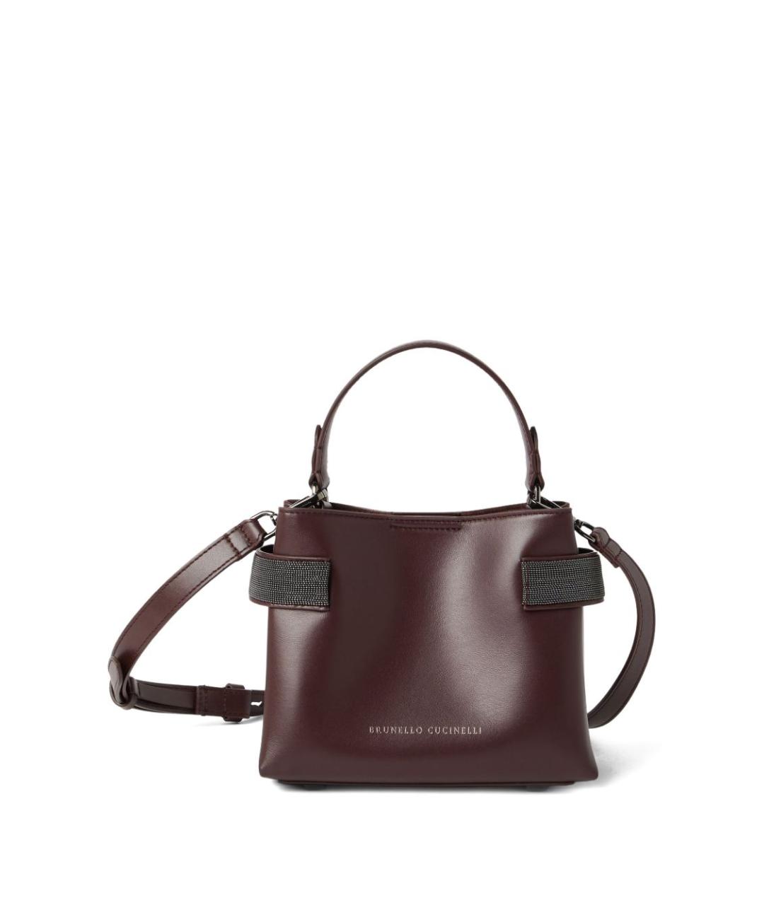 BRUNELLO CUCINELLI Бордовая кожаная сумка тоут, фото 1